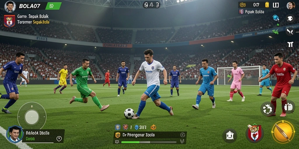 Screenshot gameplay BOLA07 yang menampilkan momen seru di lapangan.