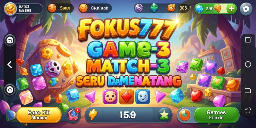Screenshot gameplay FOKUS777 menampilkan aksi seru Match-3.