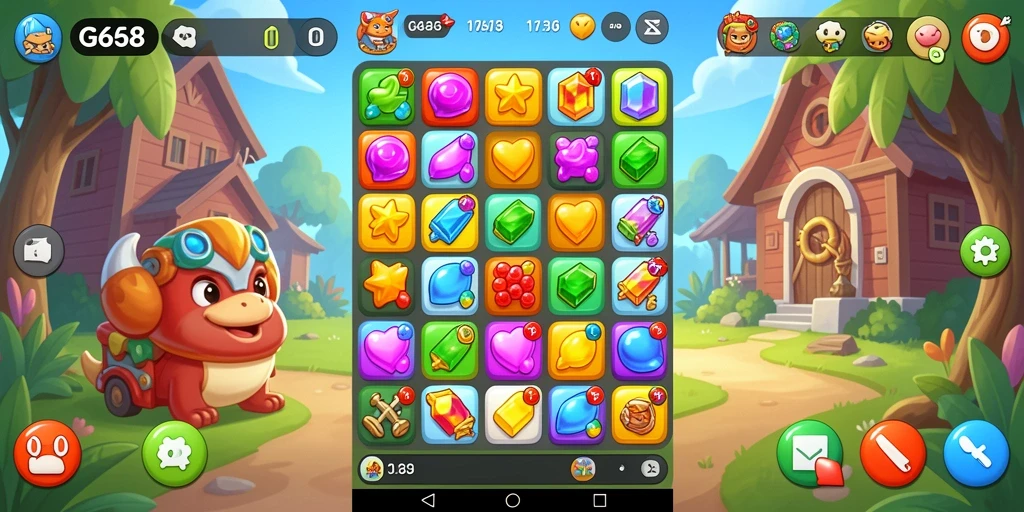 Tampilan screenshot G668 menunjukkan gameplay Match-3 yang seru.