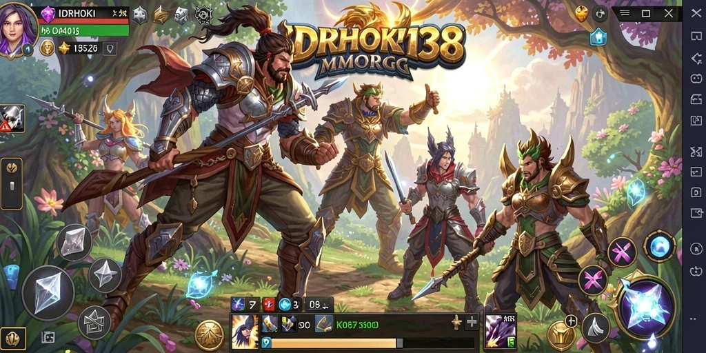Screenshot utama IDRHOKI138 menunjukkan aksi pertempuran epik dalam dunia MMORPG.