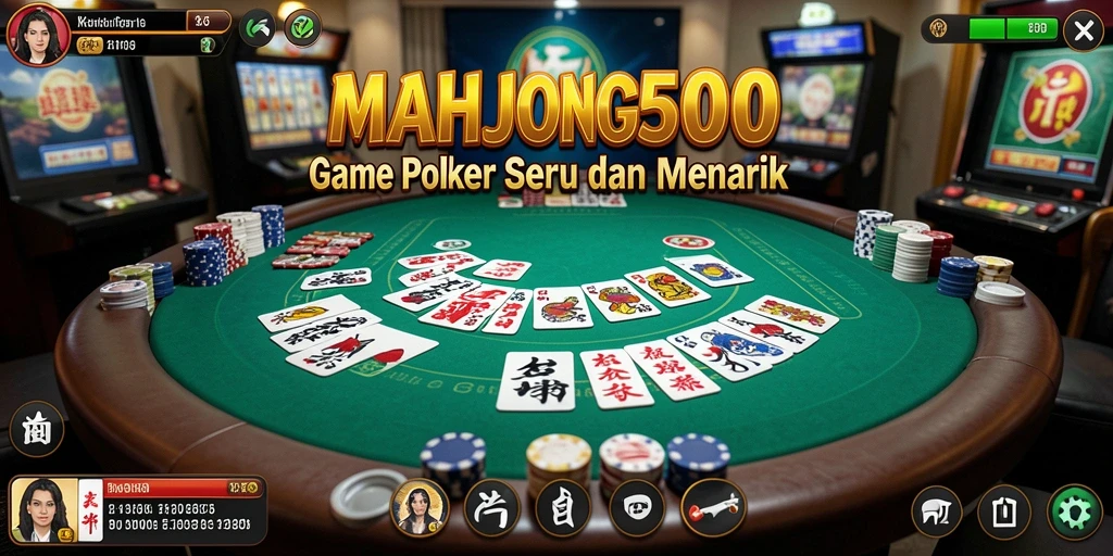 Tampilan gameplay menarik dalam MAHJONG500 yang menggambarkan aksi Poker.