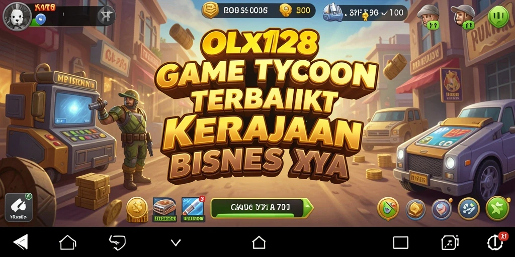 Tampilan gameplay OLX128 yang menarik dan dinamis dalam membangun bisnis Tycoon.