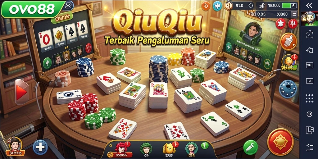 Screenshot gameplay OVO88 menampilkan keseruan bermain QiuQiu.