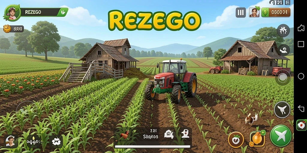 Tampilan gameplay yang menarik dalam REZEGO dengan aktivitas pertanian.