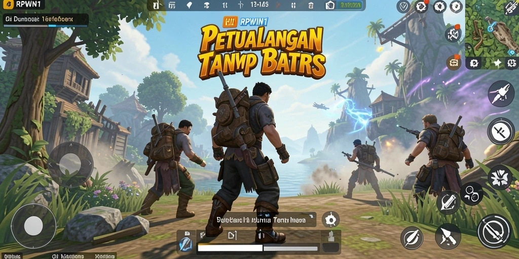 Tampilan gameplay RPWIN1 menampilkan dunia terbuka yang kaya dan dinamis.