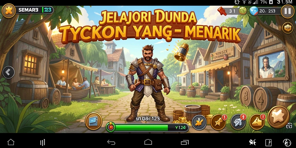 Tangkapan layar gameplay SEMAR123 menampilkan aksi mengelola bisnis Tycoon.
