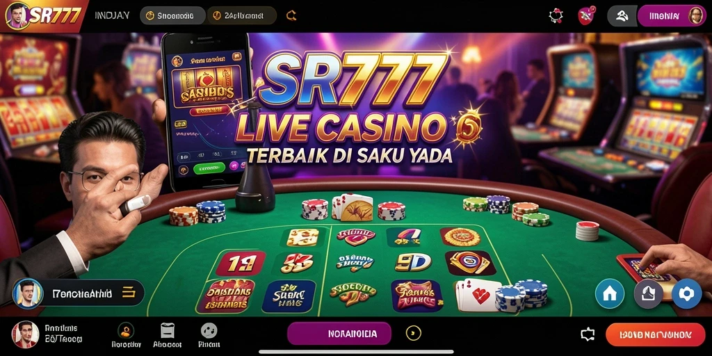 Screenshot SR777 menampilkan dealer langsung dalam game Live Casino yang mendebarkan.