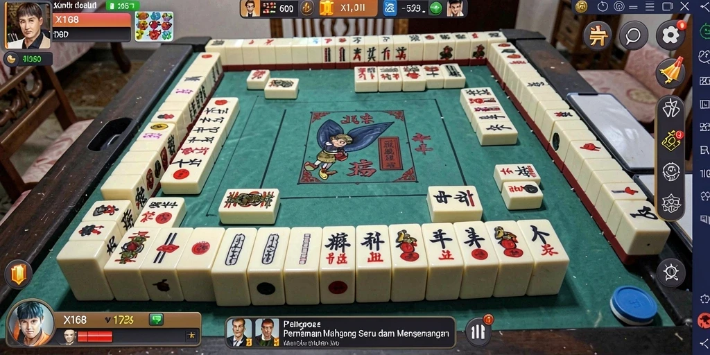 Screenshot gameplay menunjukkan suasana seru permainan Mahjong X168.